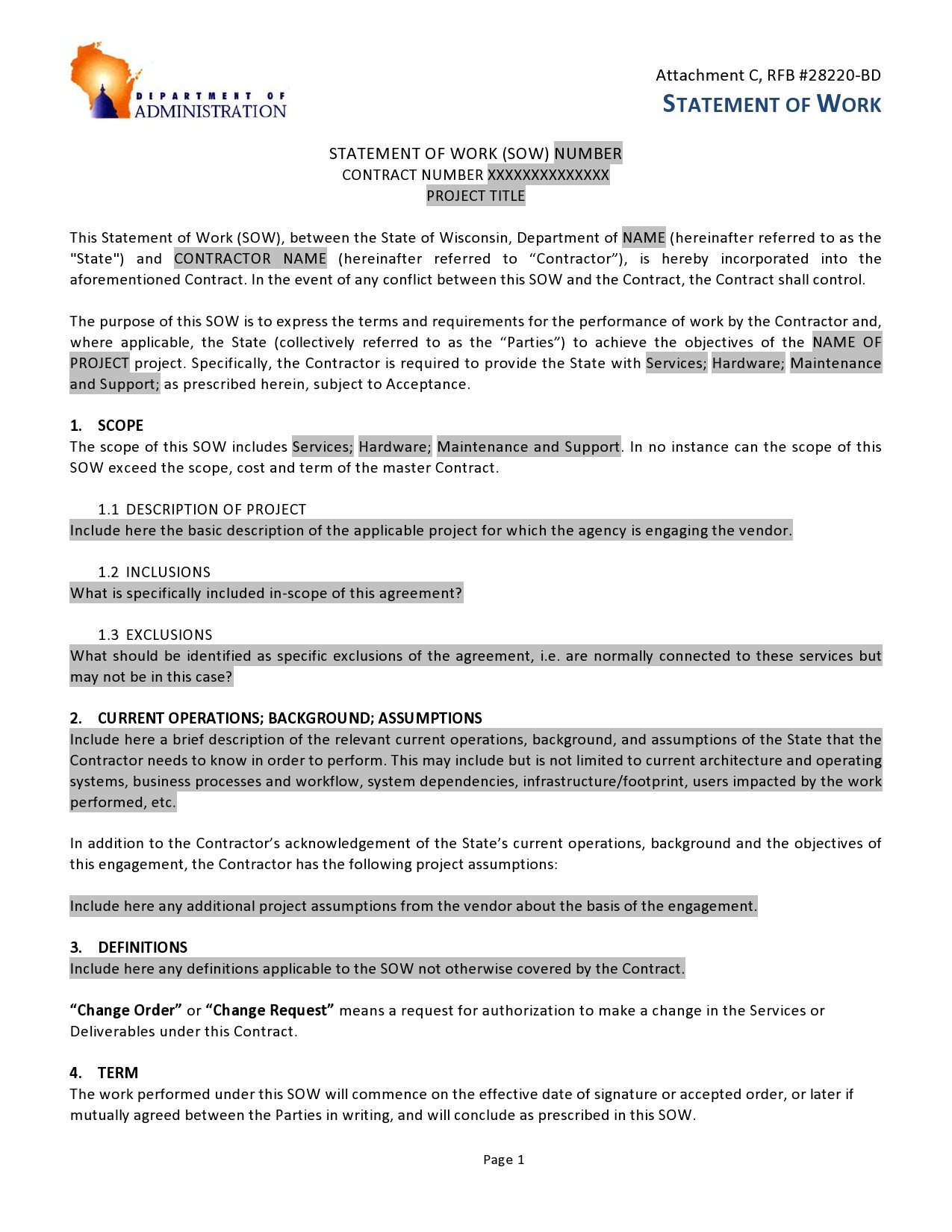 Free statement of work template 31