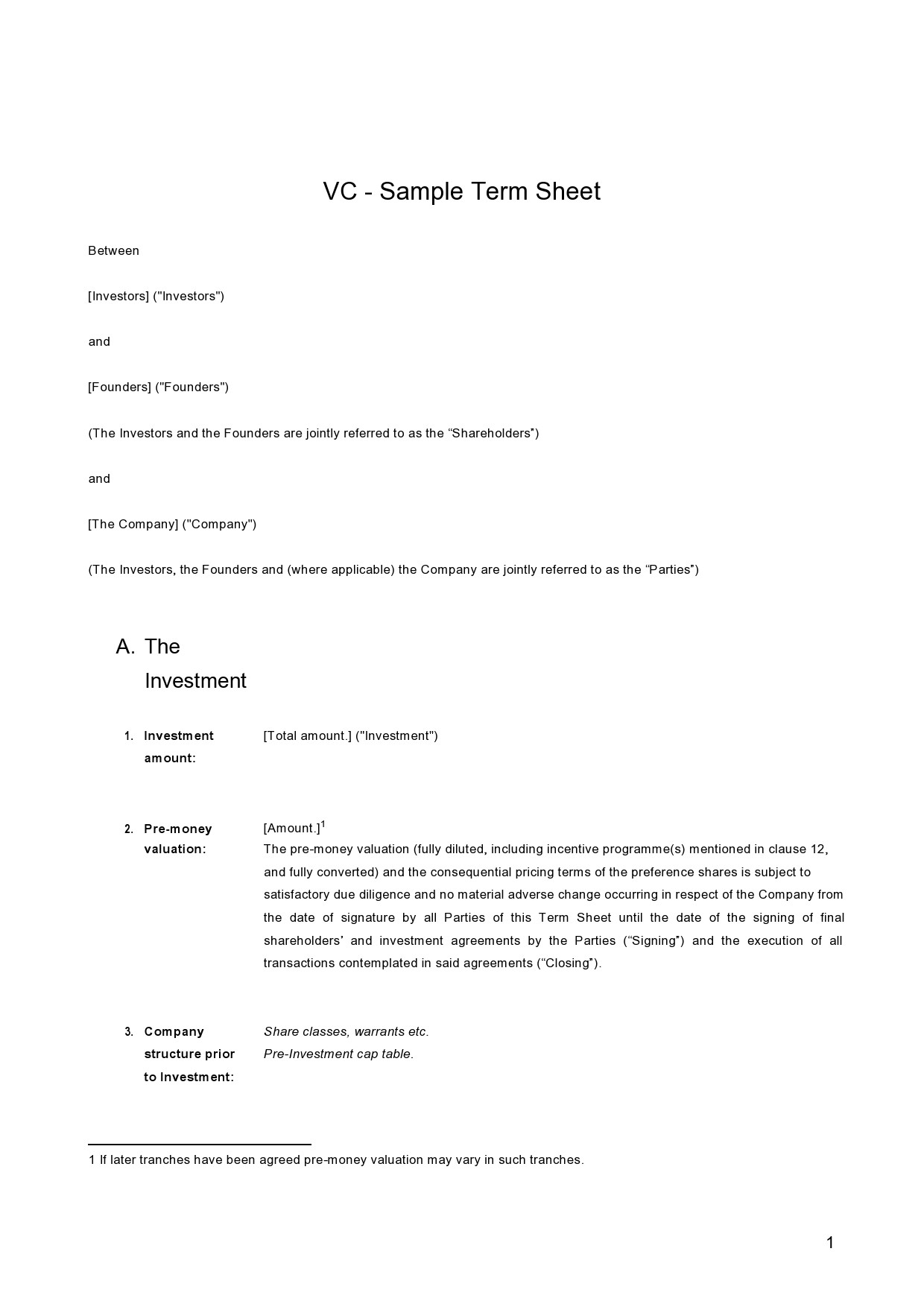Free term sheet template 12