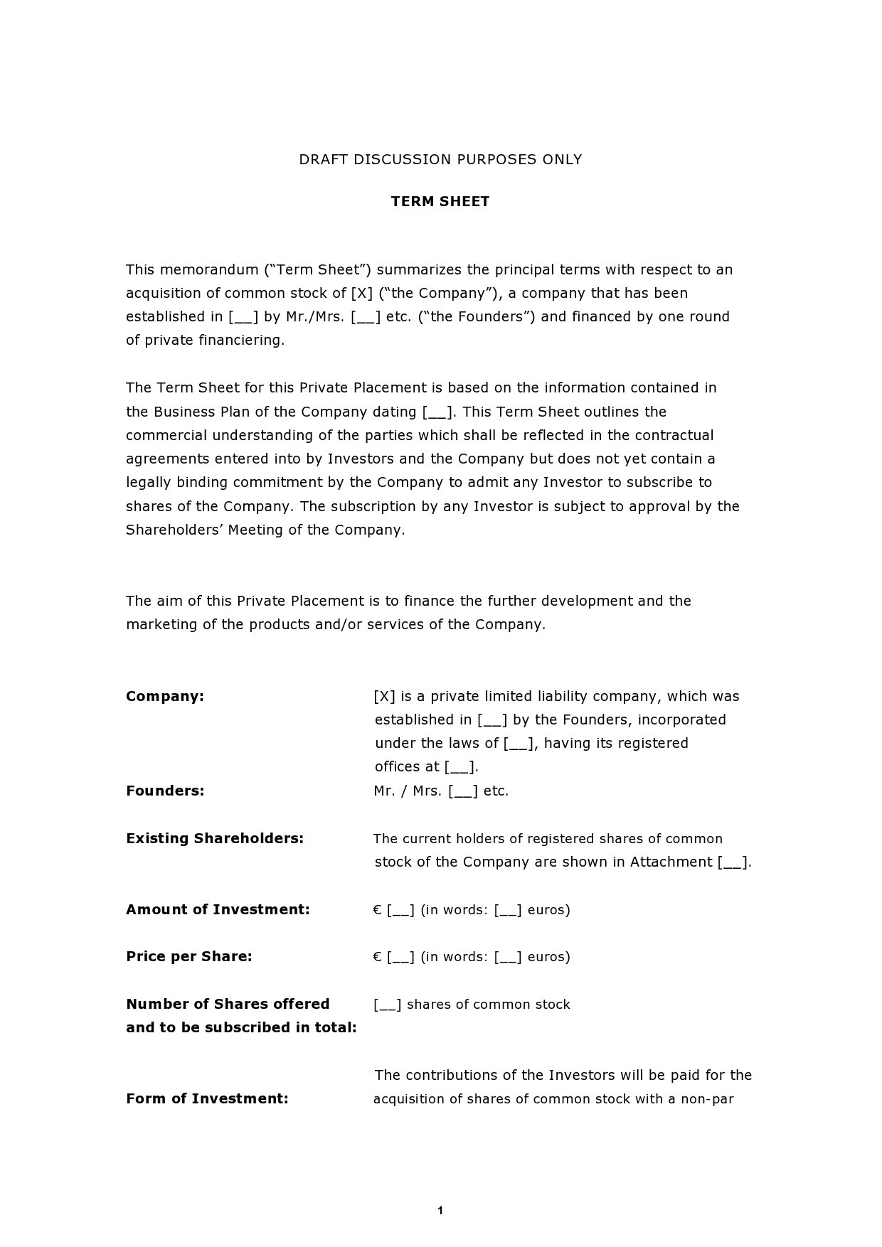 Free term sheet template 32
