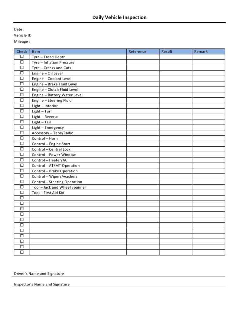 45 Best Vehicle Checklists (Inspection Maintenance) ᐅ TemplateLab 45 Best Vehicle Checklists (Inspection Maintenance) ᐅ TemplateLab