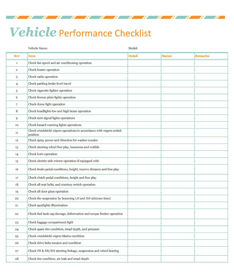 full car maintenance checklist