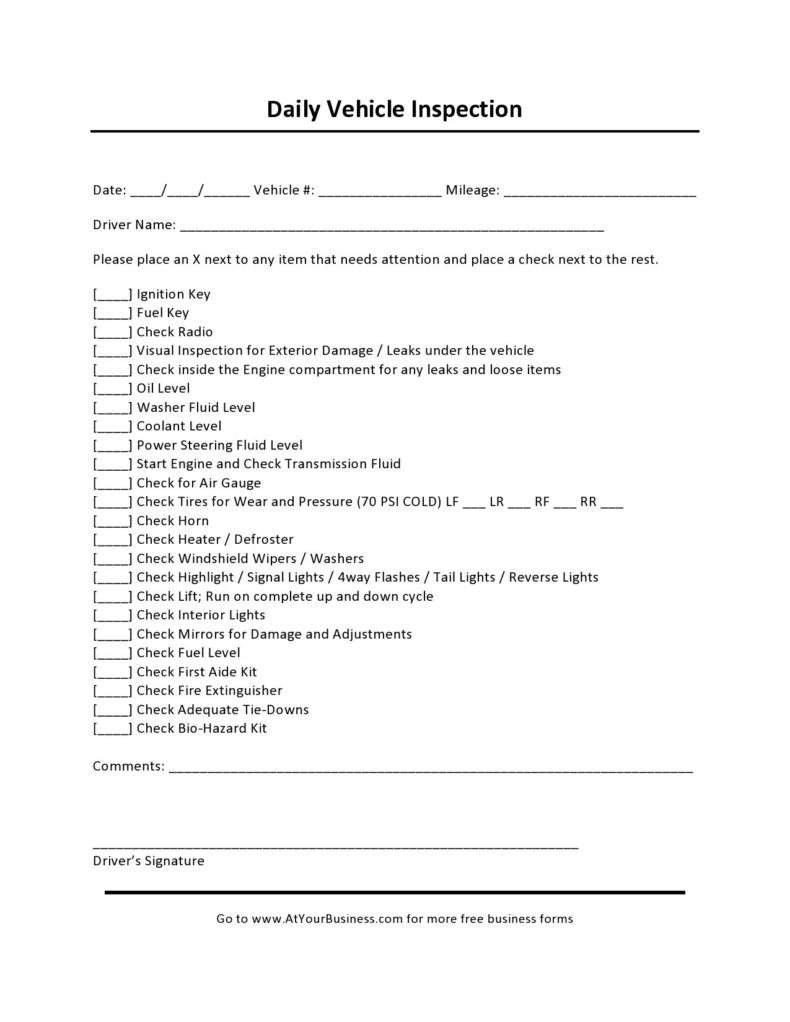 45 Best Vehicle Checklists Inspection - Vehicle Checklist 29 790x1022