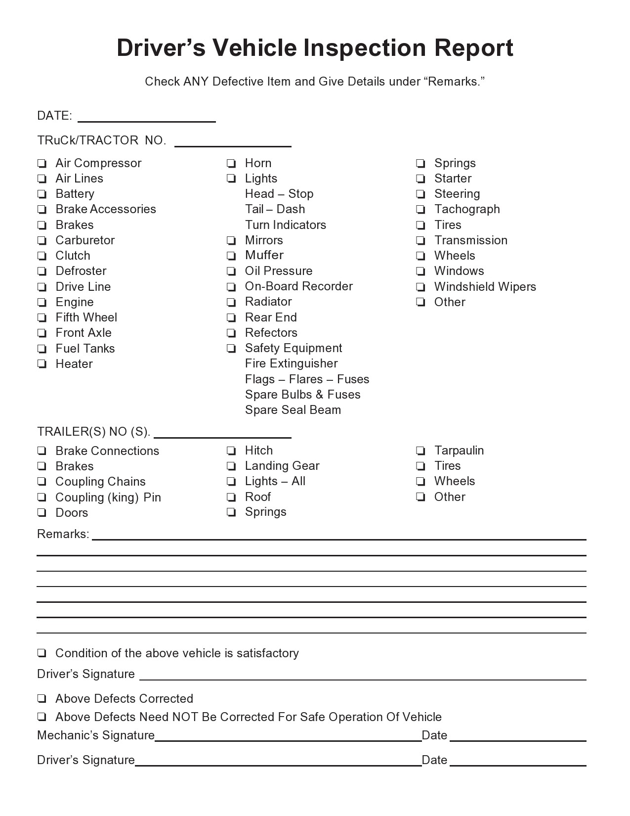 Free vehicle checklist 44