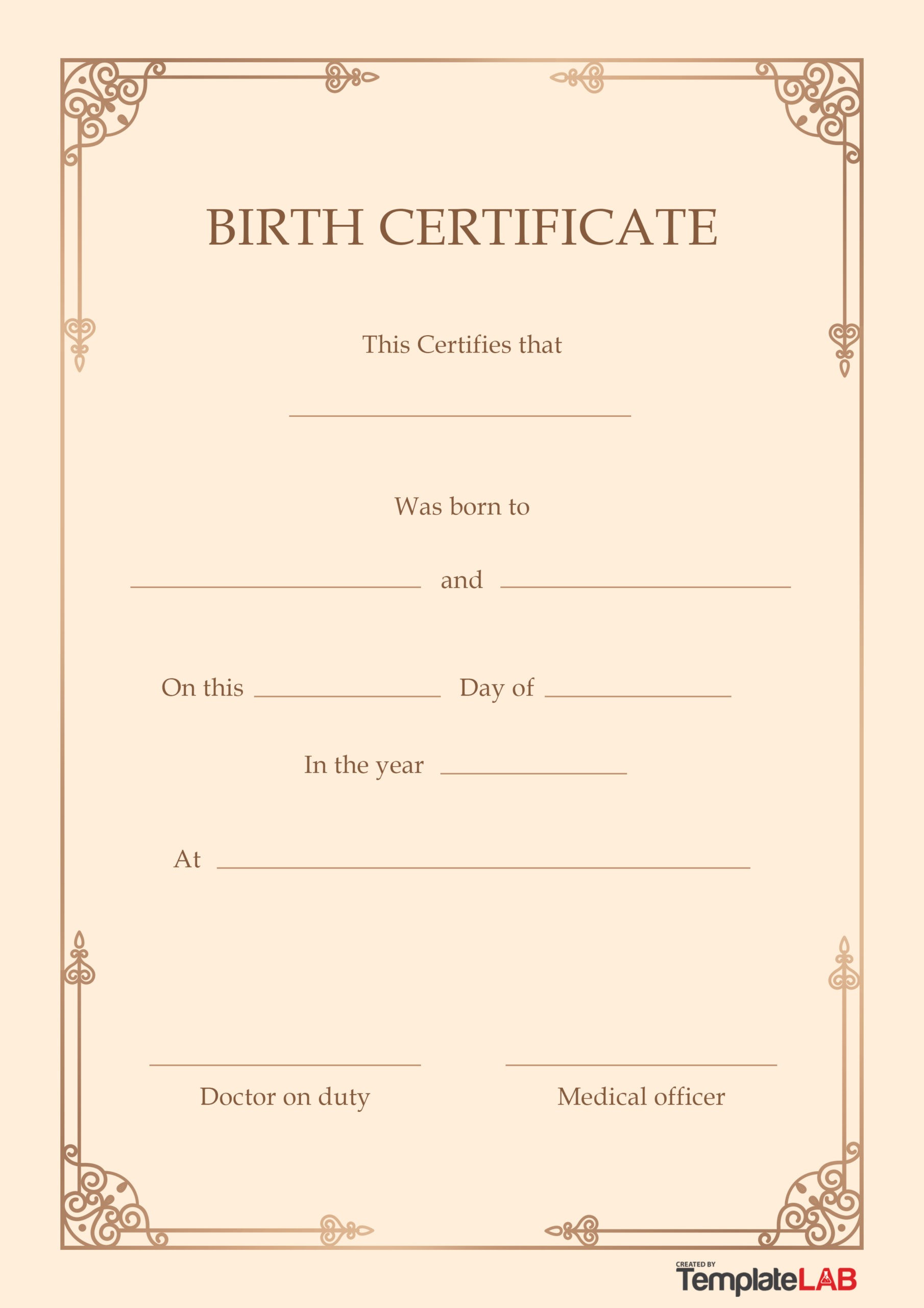 Modèle de certificat de naissance gratuit 1