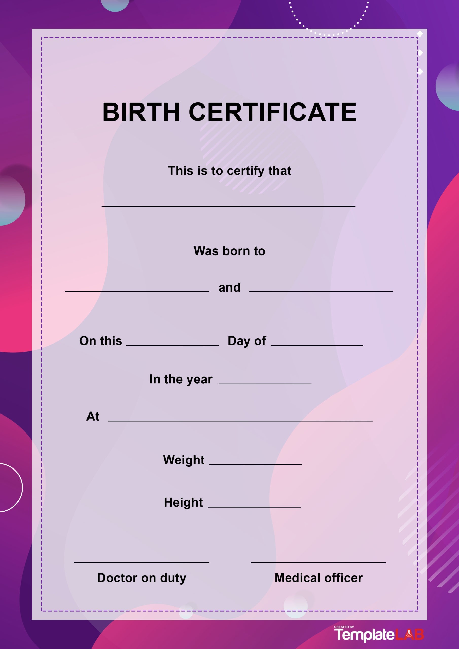 Modèle de certificat de naissance gratuit 2