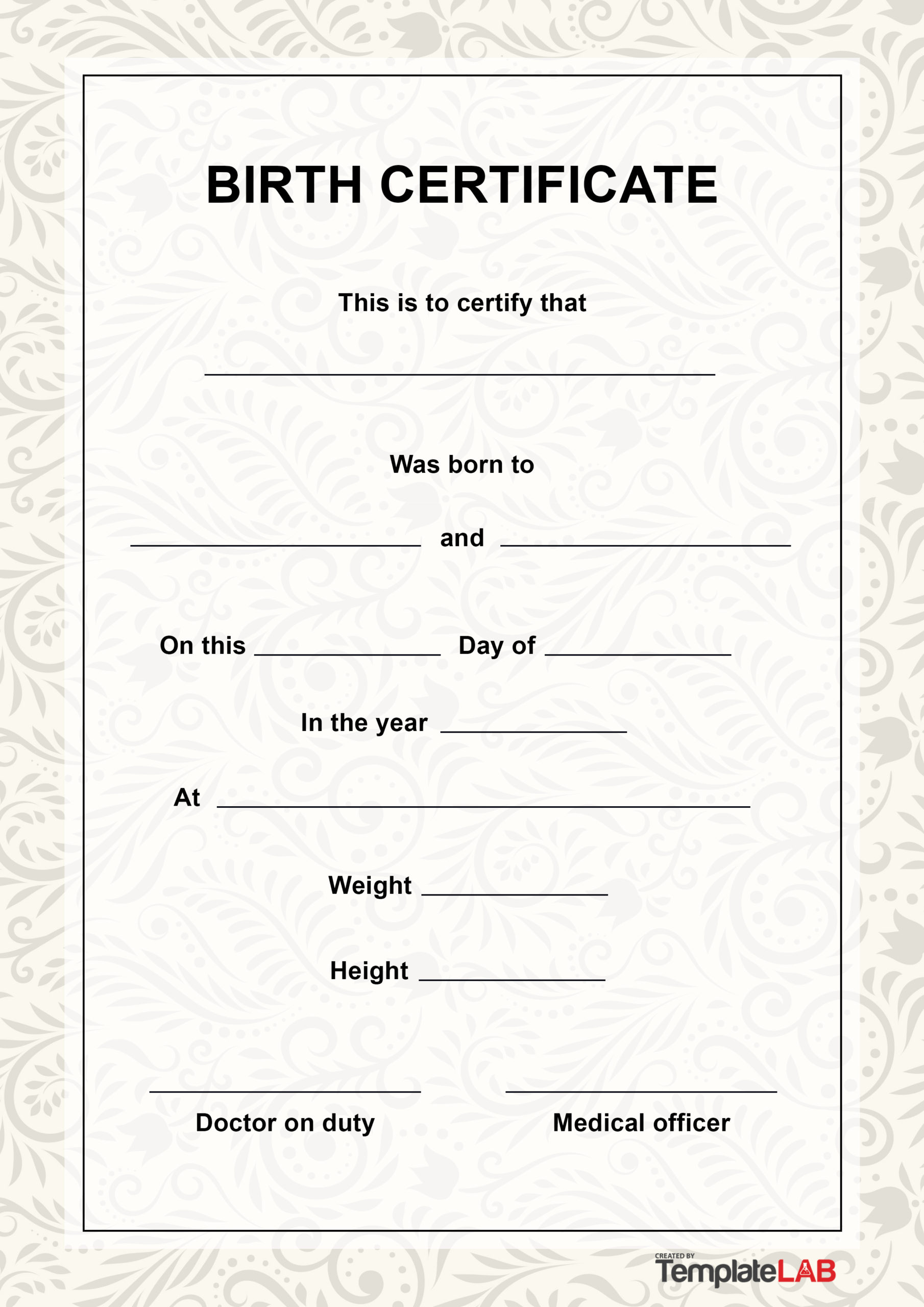 Modèle de certificat de naissance 5 gratuit