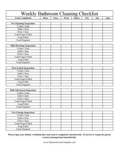 42 Printable Bathroom Cleaning Checklists [Word, PDF, Excel]