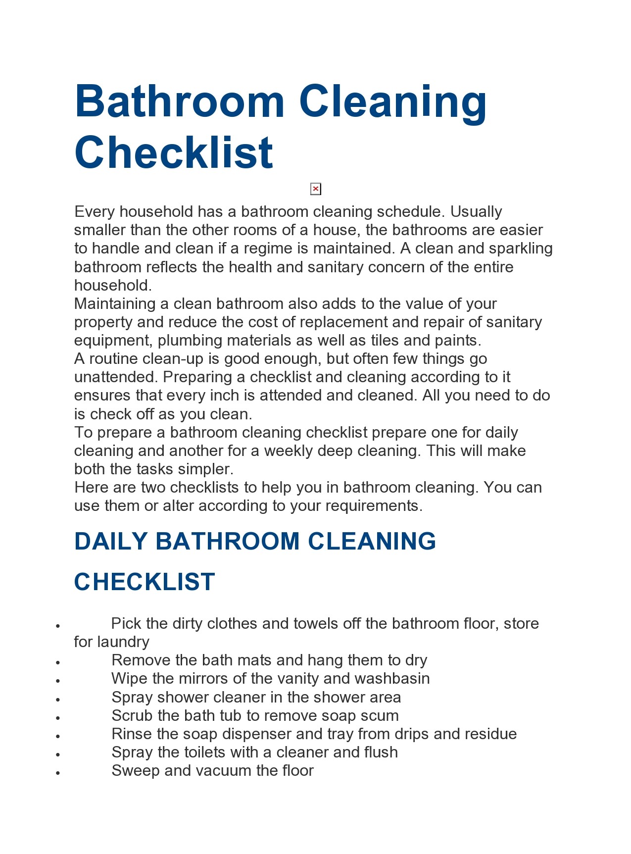 Free bathroom cleaning checklist 35