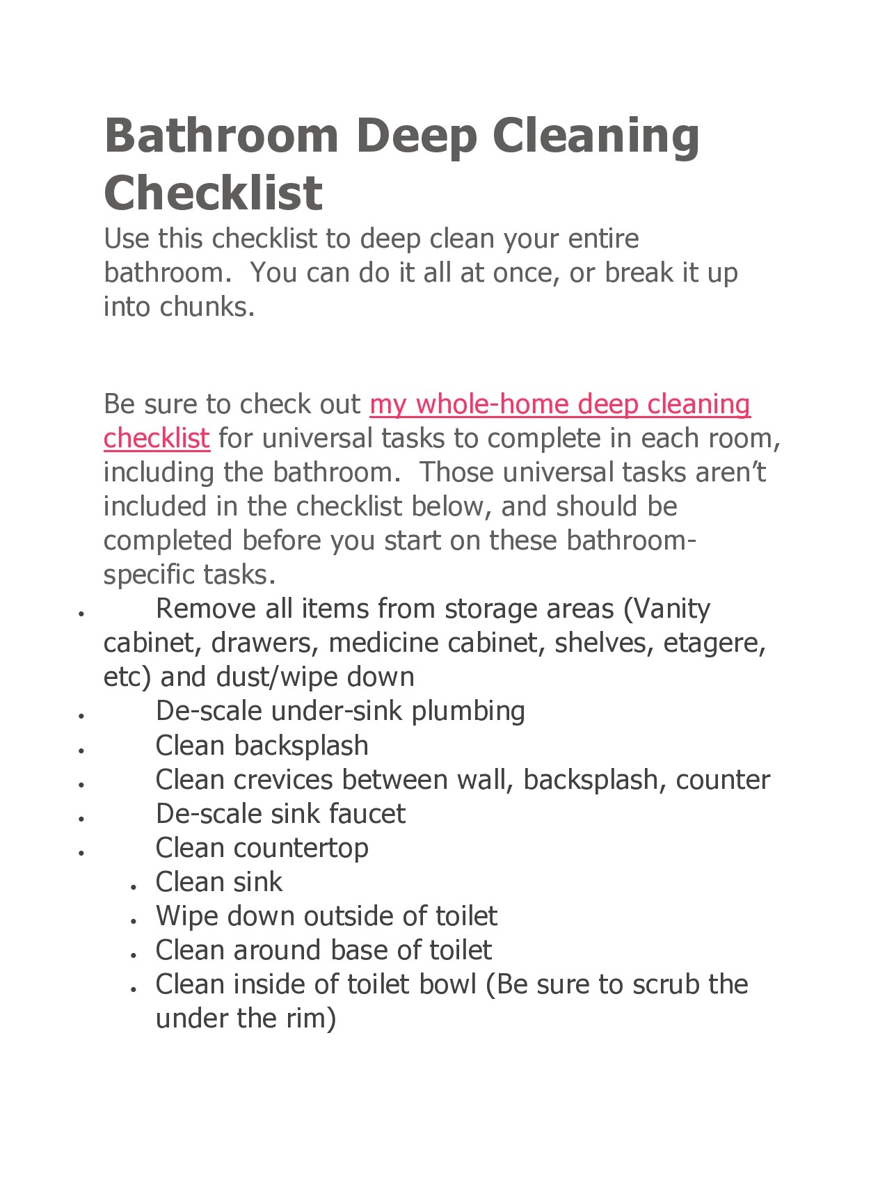 Free bathroom cleaning checklist 43