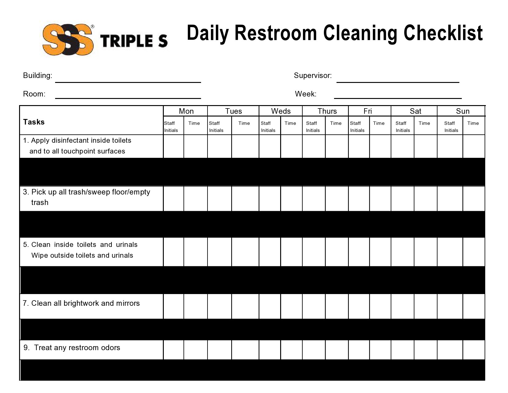 Printable Bathroom Cleaning Checklist Template Francesco Printable