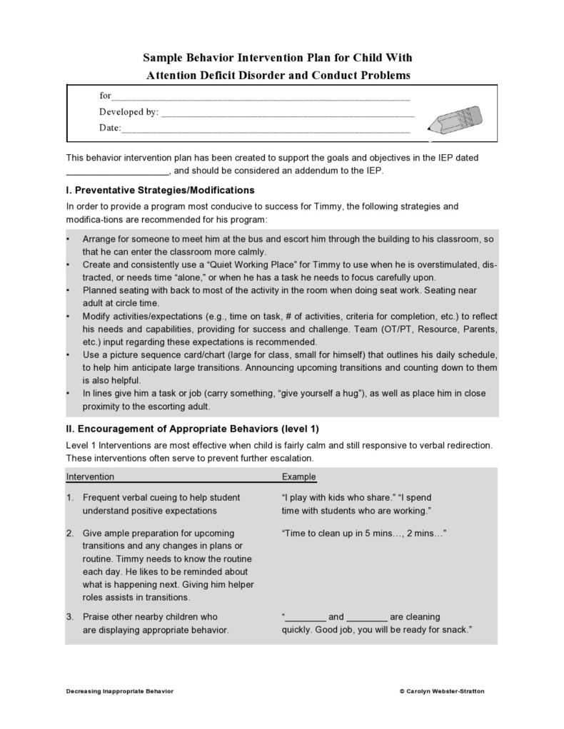47 Useful Behavior Plan Templates (BIP Examples) ᐅ TemplateLab