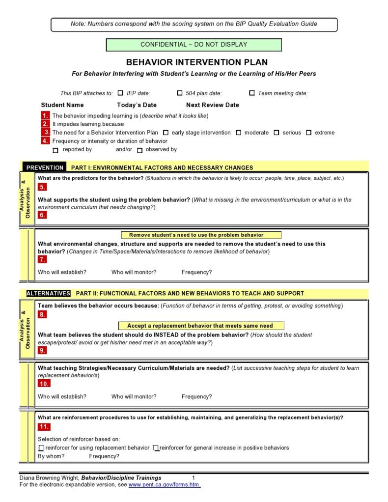 47 Useful Behavior Plan Templates (BIP Examples) ᐅ TemplateLab