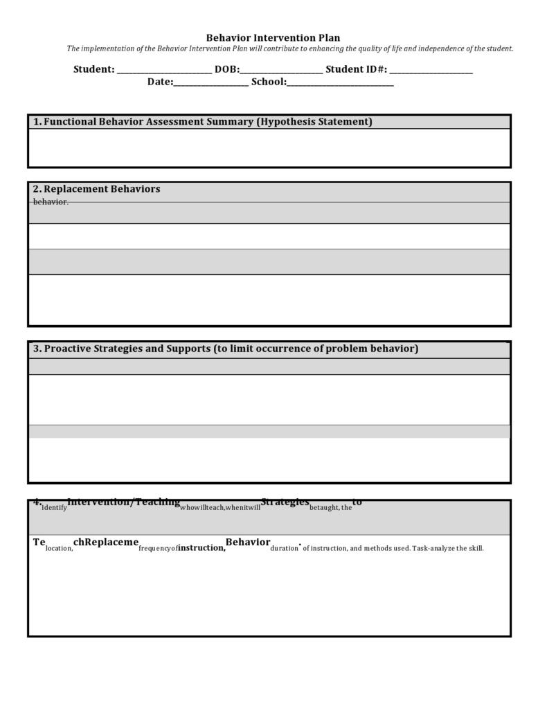 47 Useful Behavior Plan Templates (BIP Examples) ᐅ TemplateLab