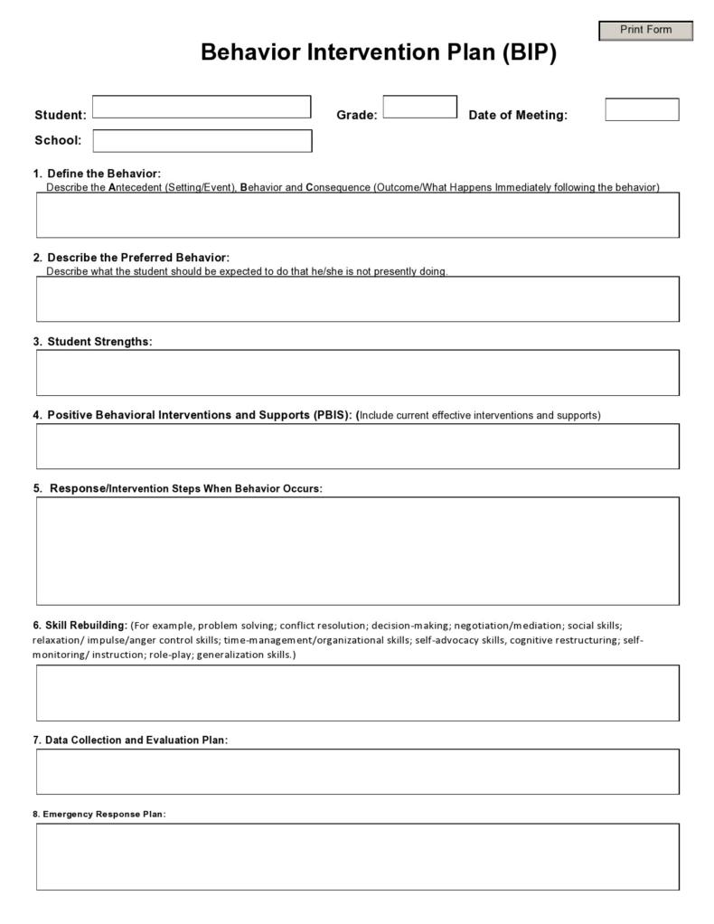 47 Useful Behavior Plan Templates (BIP Examples) ᐅ TemplateLab