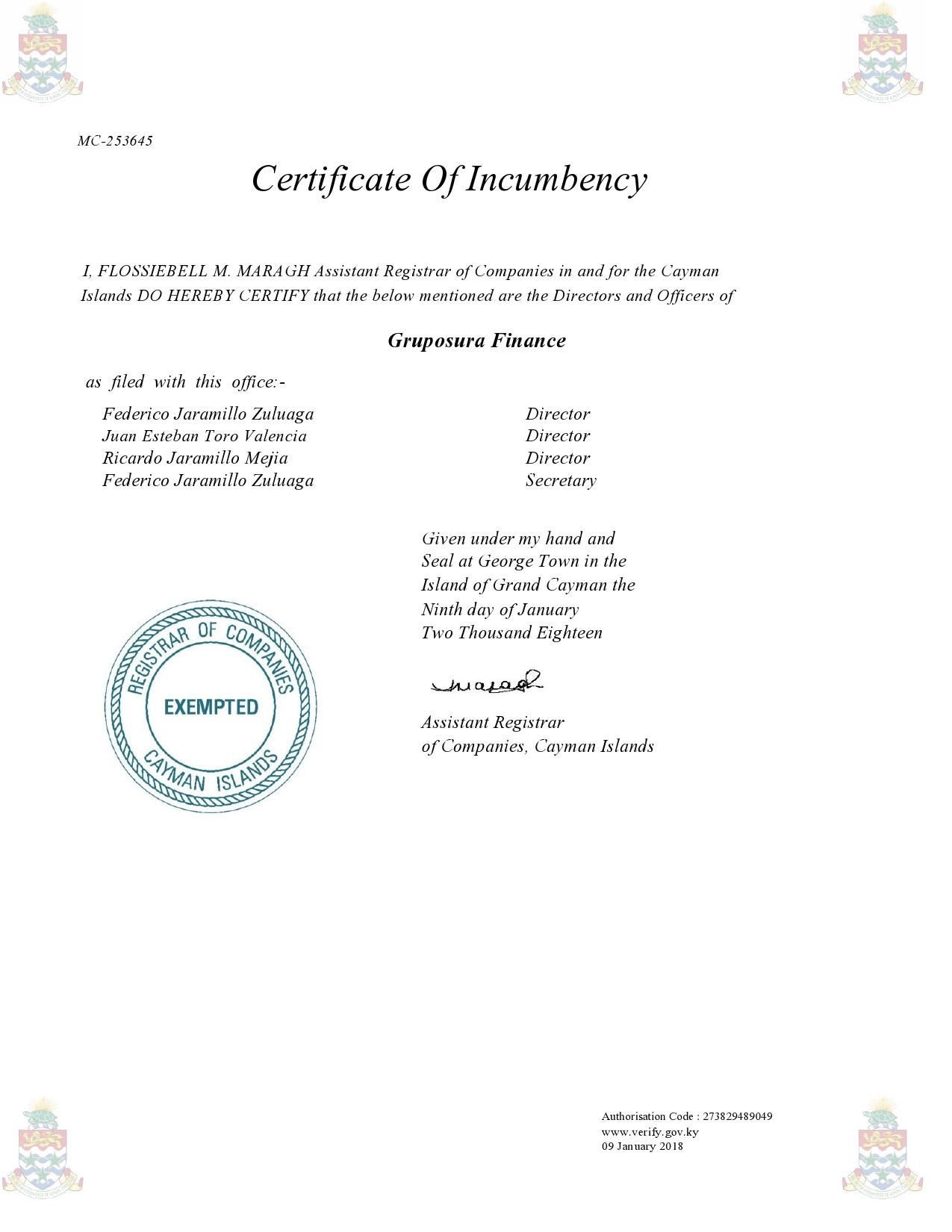 Free certificate of incumbency 27