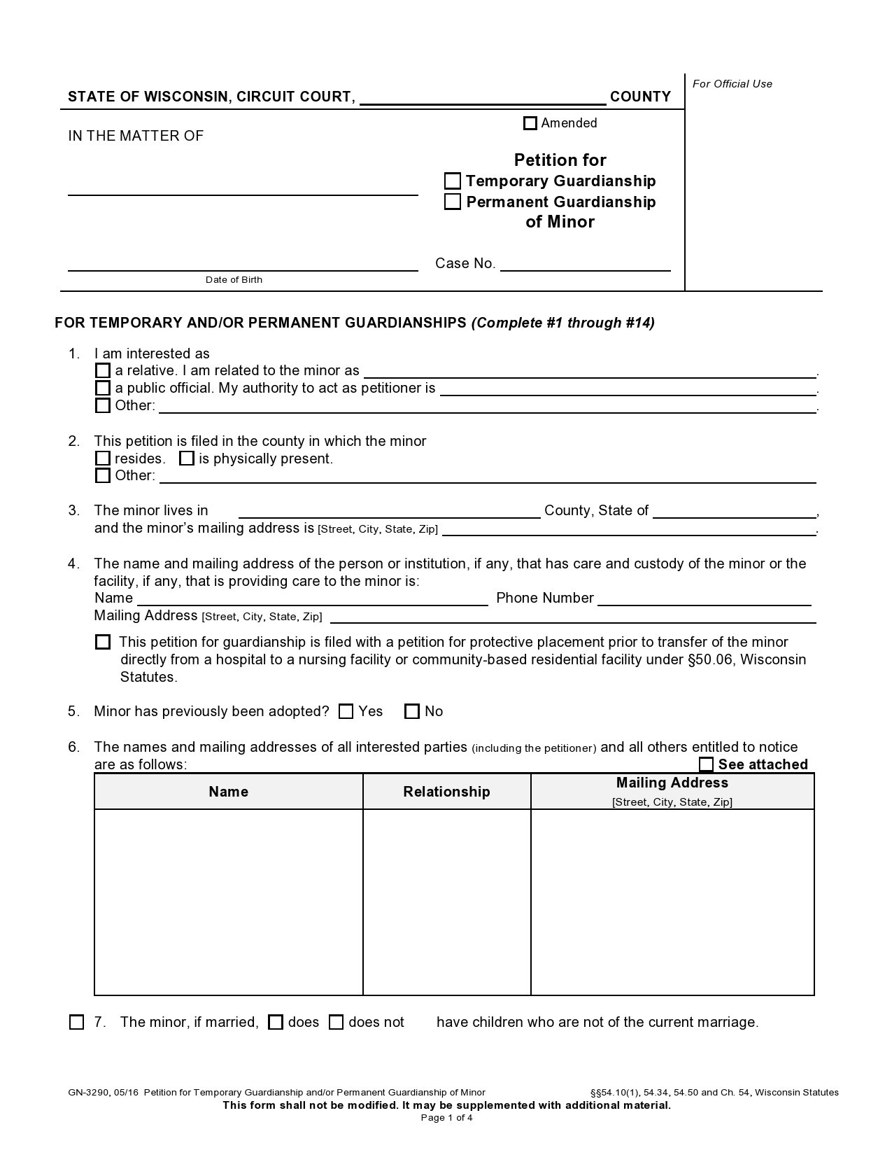 Printable Guardianship Papers