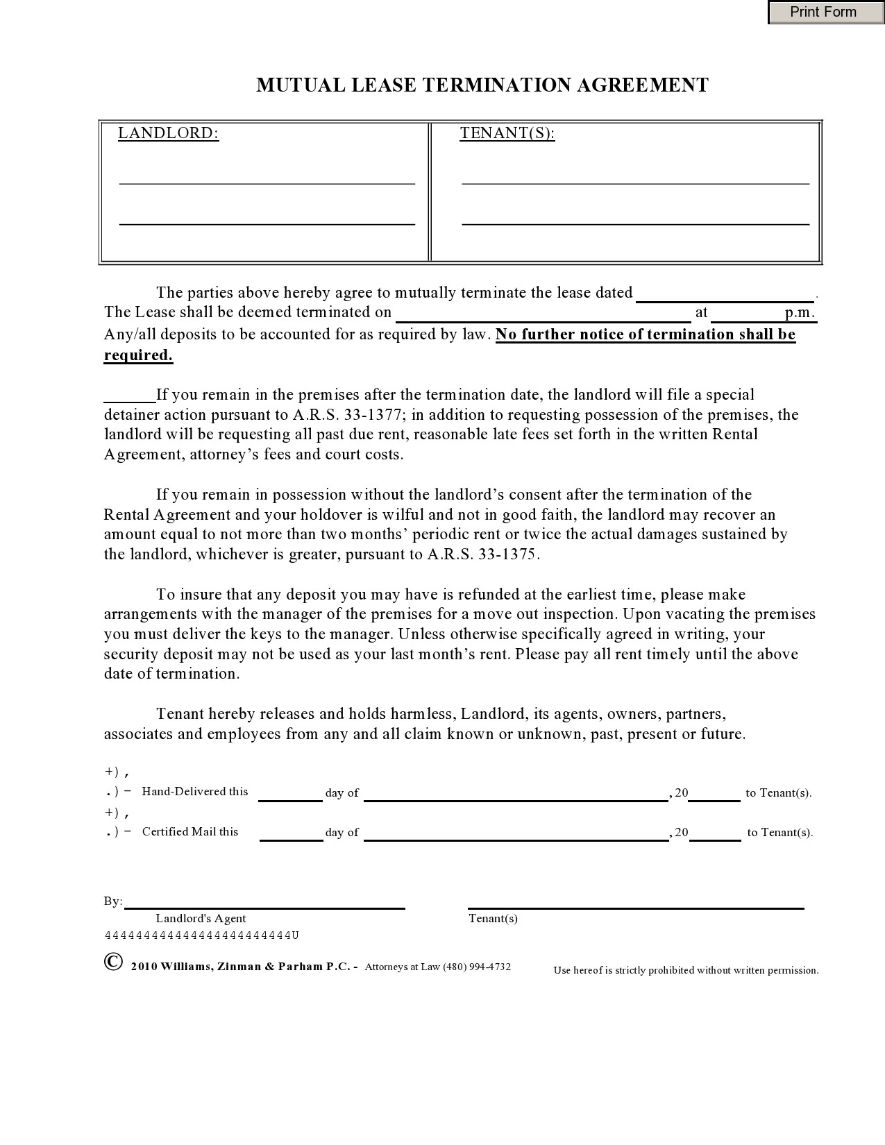 Free lease termination agreement 08