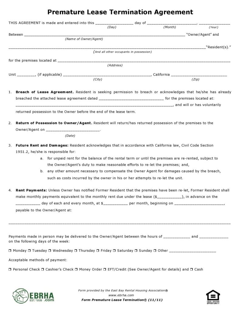 47 Early Lease Termination Letters & Agreements ᐅ TemplateLab