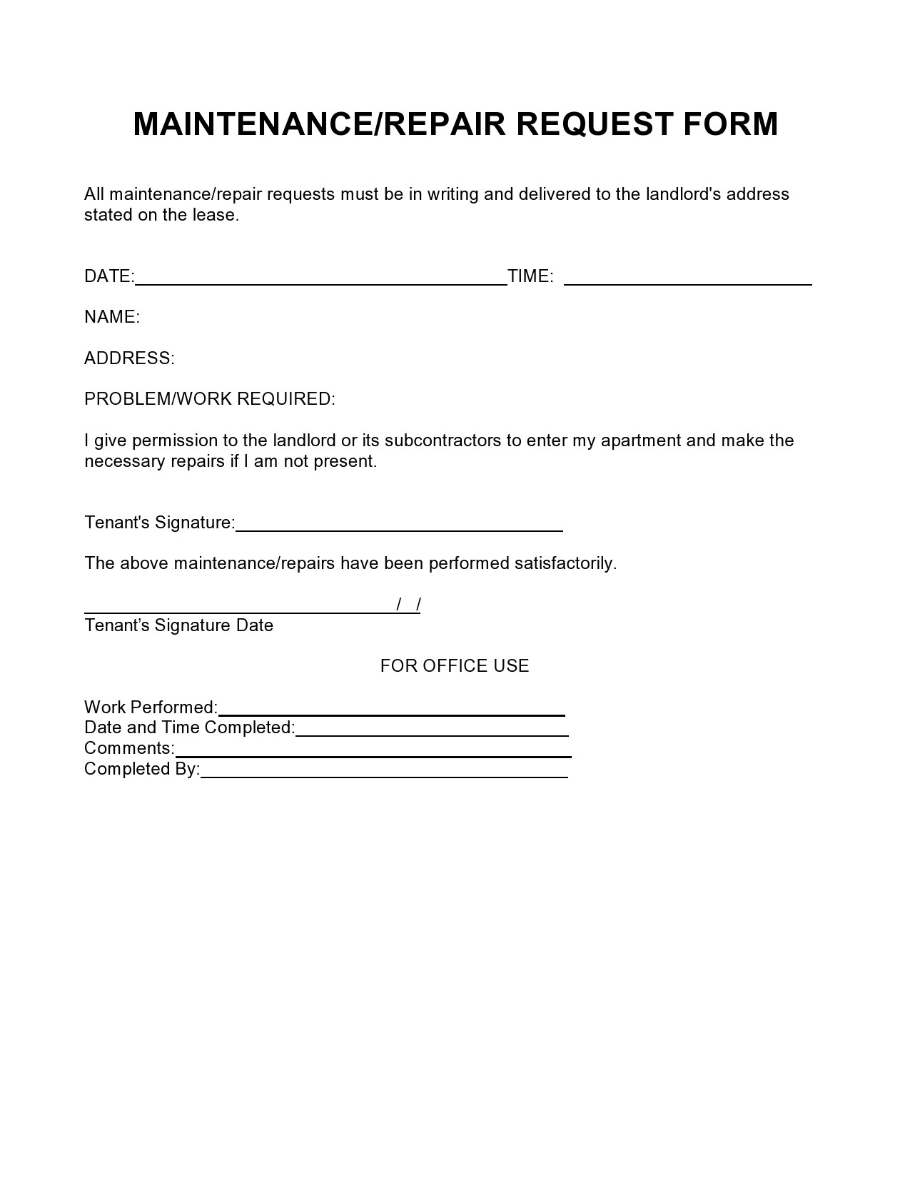 Free maintenance request form 02
