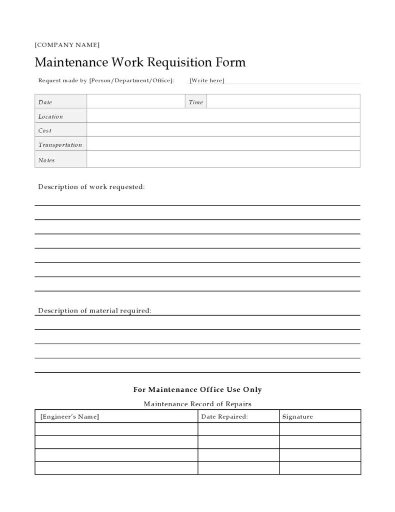 54 Maintenance Request Form Templates [Free] ᐅ TemplateLab
