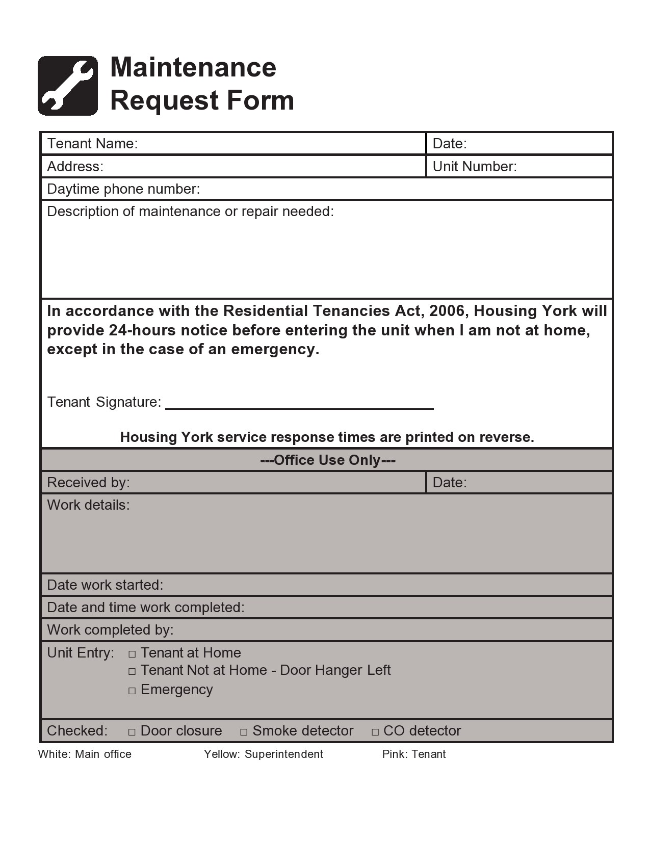 Free maintenance request form 27