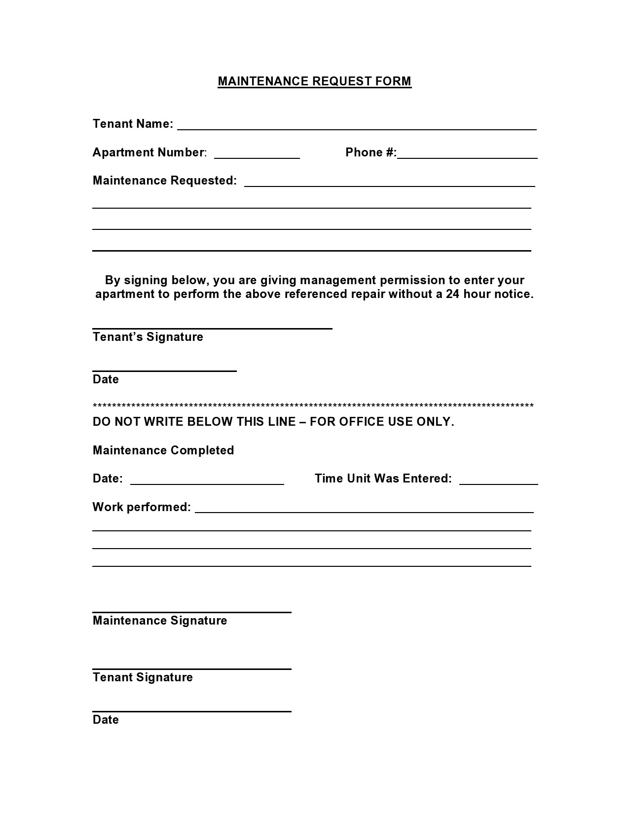 Free maintenance request form 34