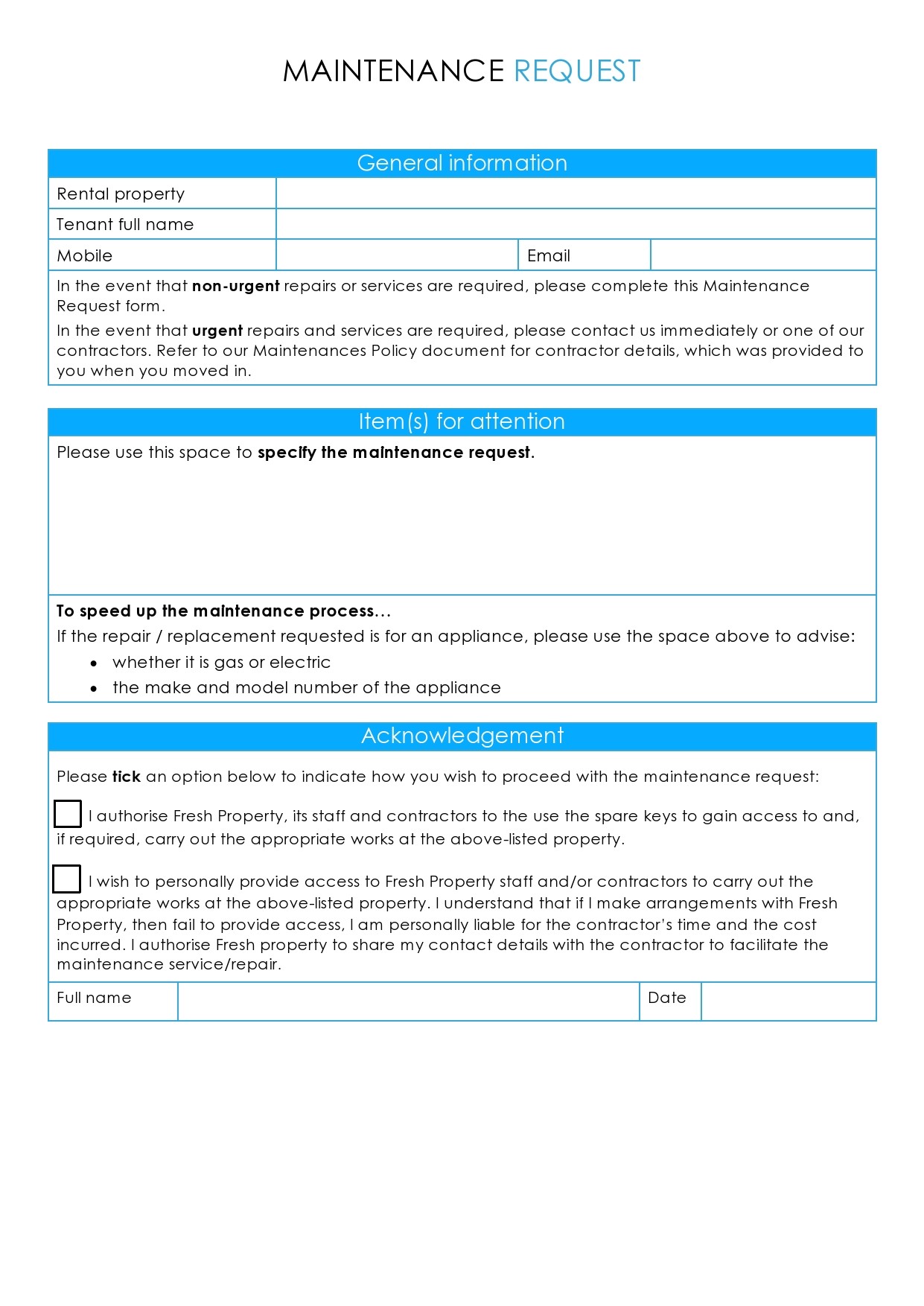 Free maintenance request form 44