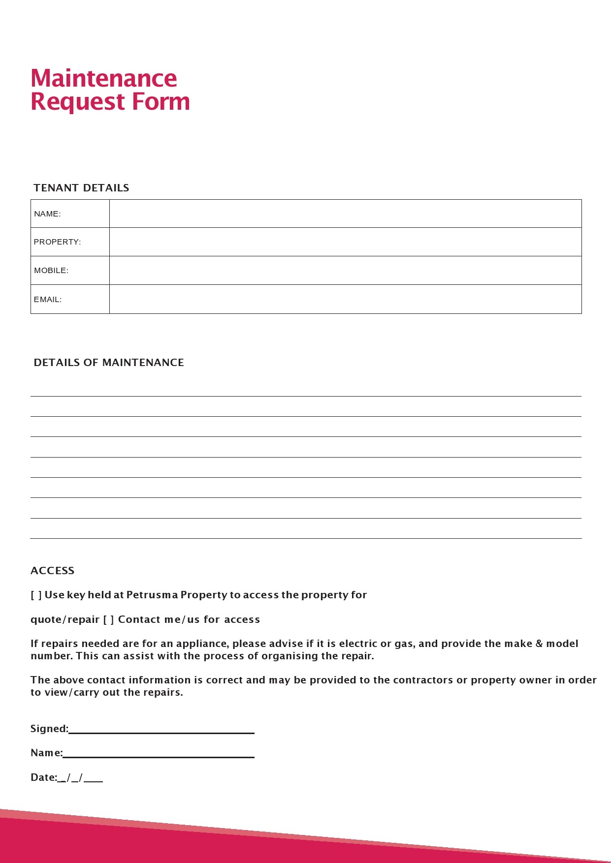 Free maintenance request form 48