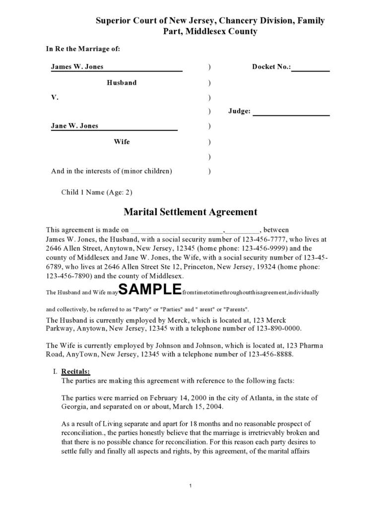 49 Editable Marital Settlement Agreements Wordpdf Templatelab 7489