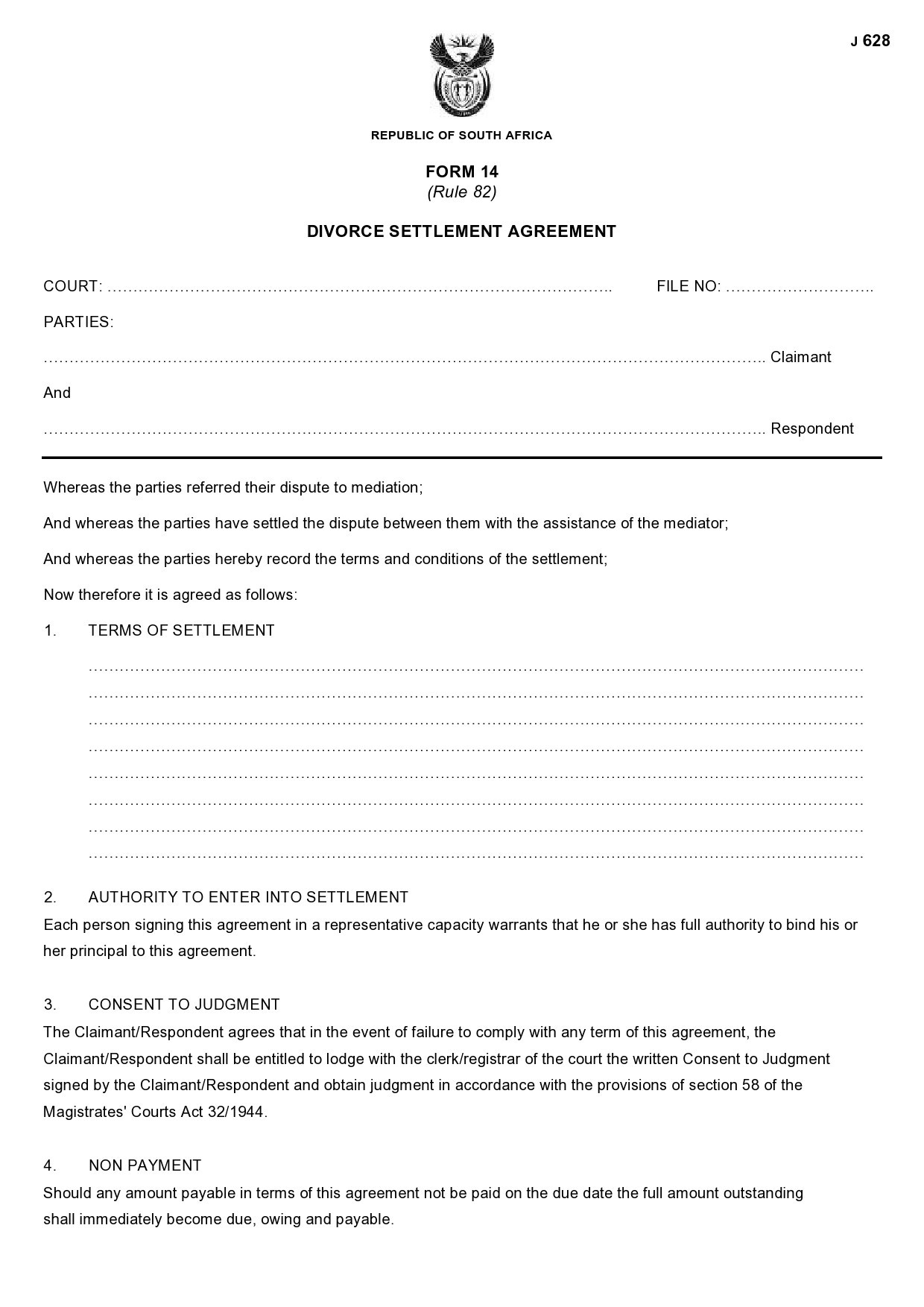 Free marital settlement agreement 44