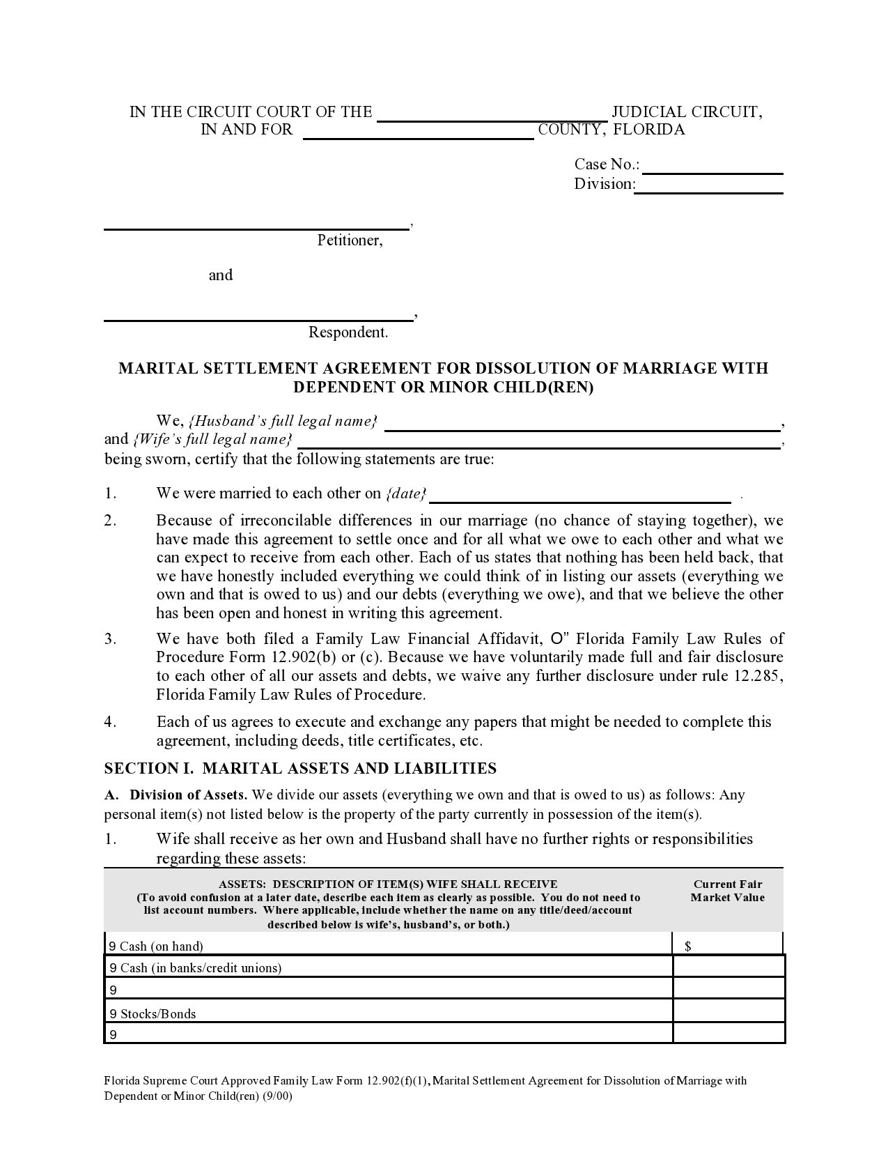 Free marital settlement agreement 45