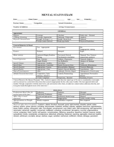 47 Free Mental Status Exam Templates (MSE Examples) ᐅ TemplateLab