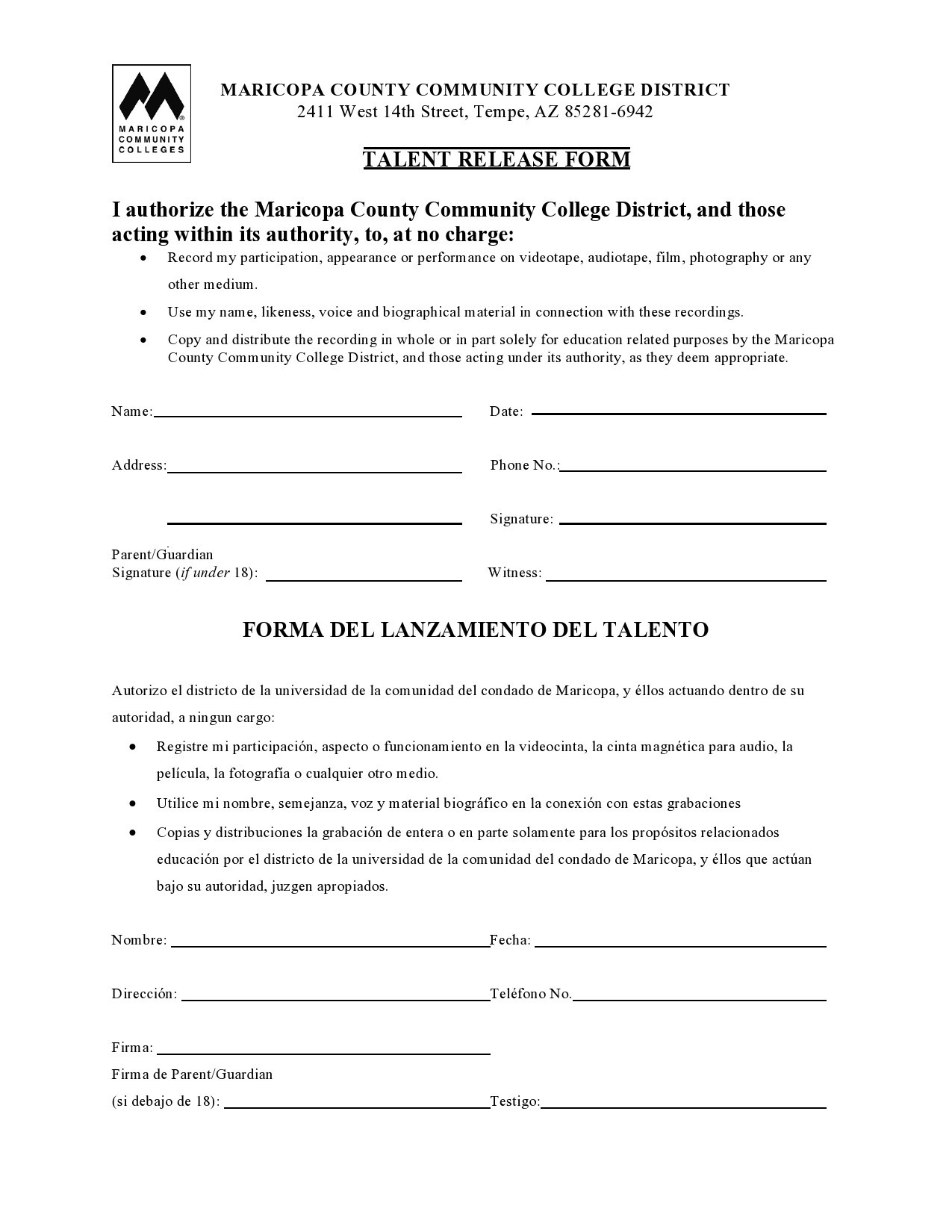 Free talent release form 02