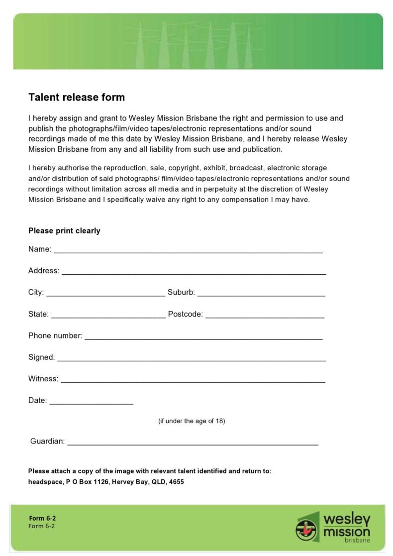 48 Talent Release Form Templates Photo / Video ᐅ TemplateLab