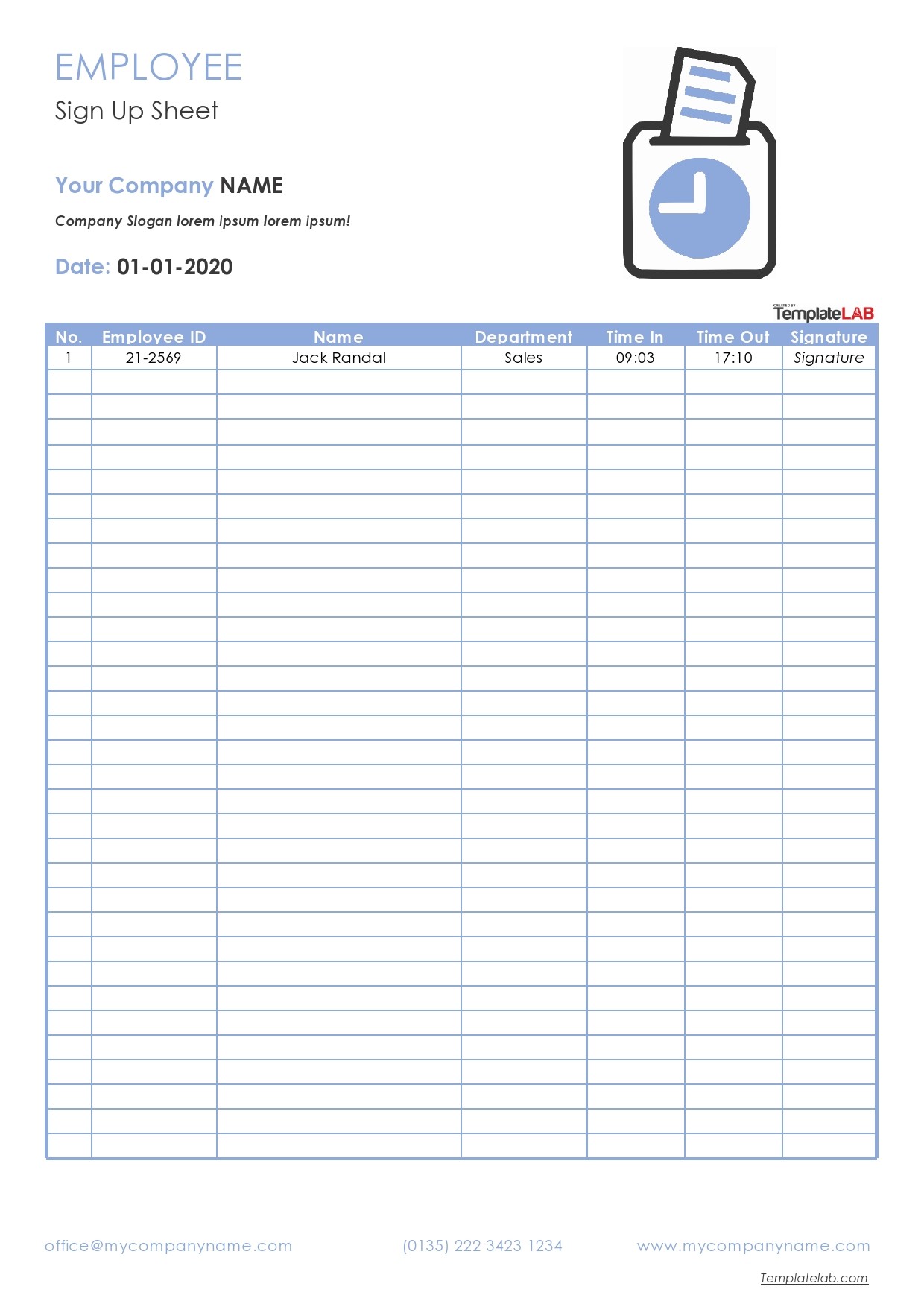 event sign up sheet template