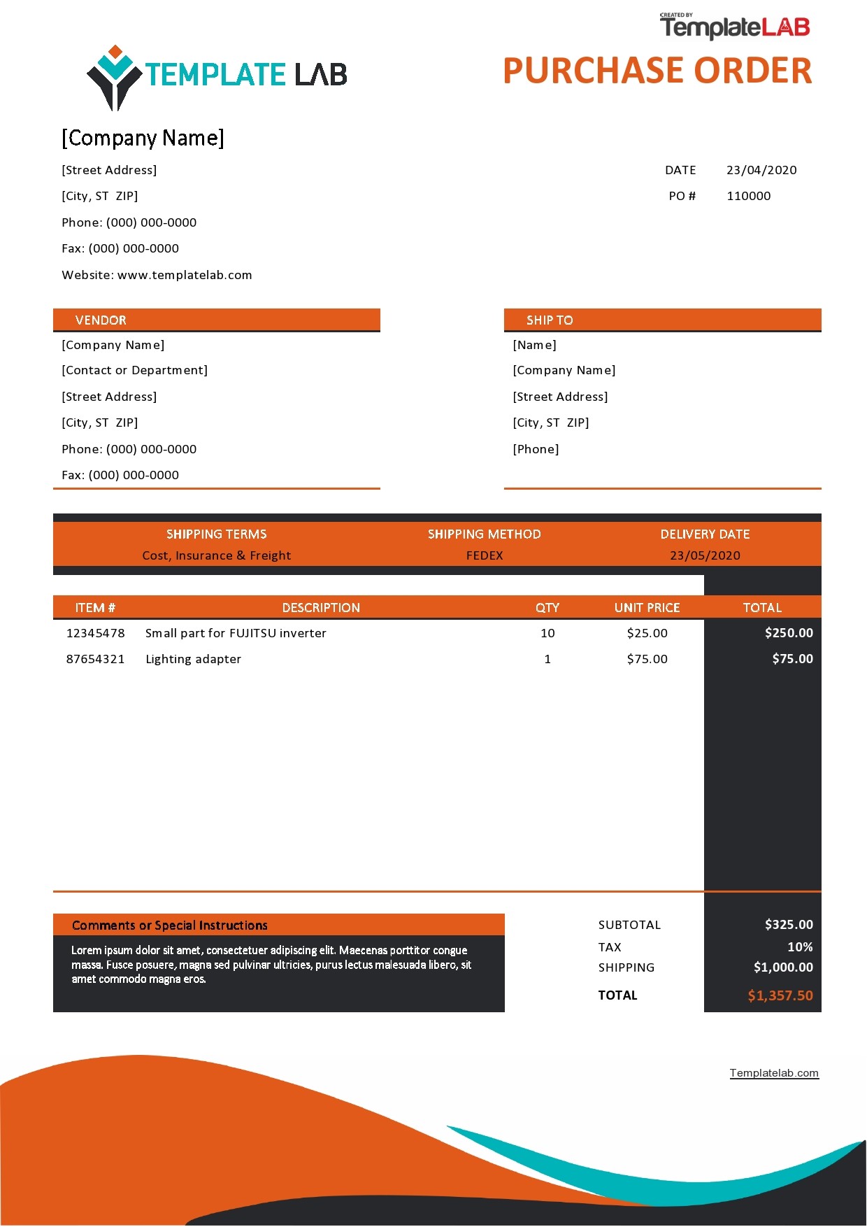 Free Purchase Order Template v1