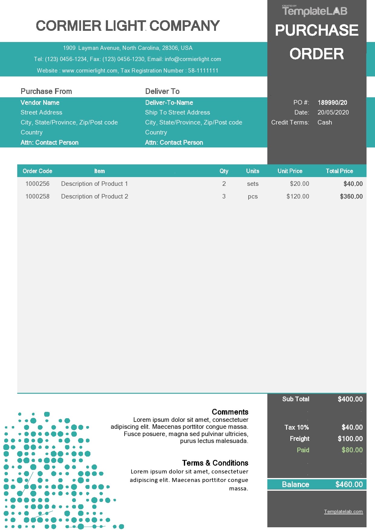 Free Purchase Order Template v2