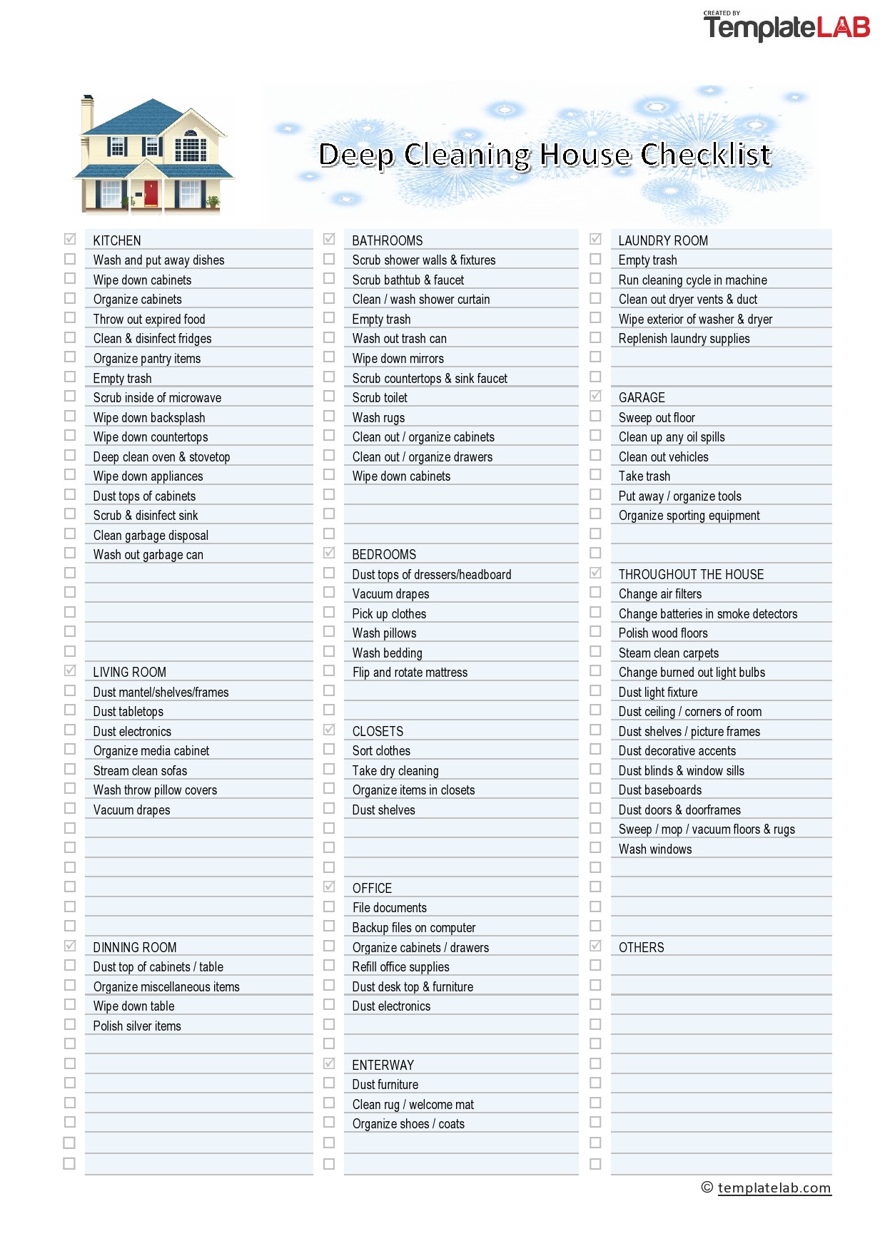 household cleaning checklist printable