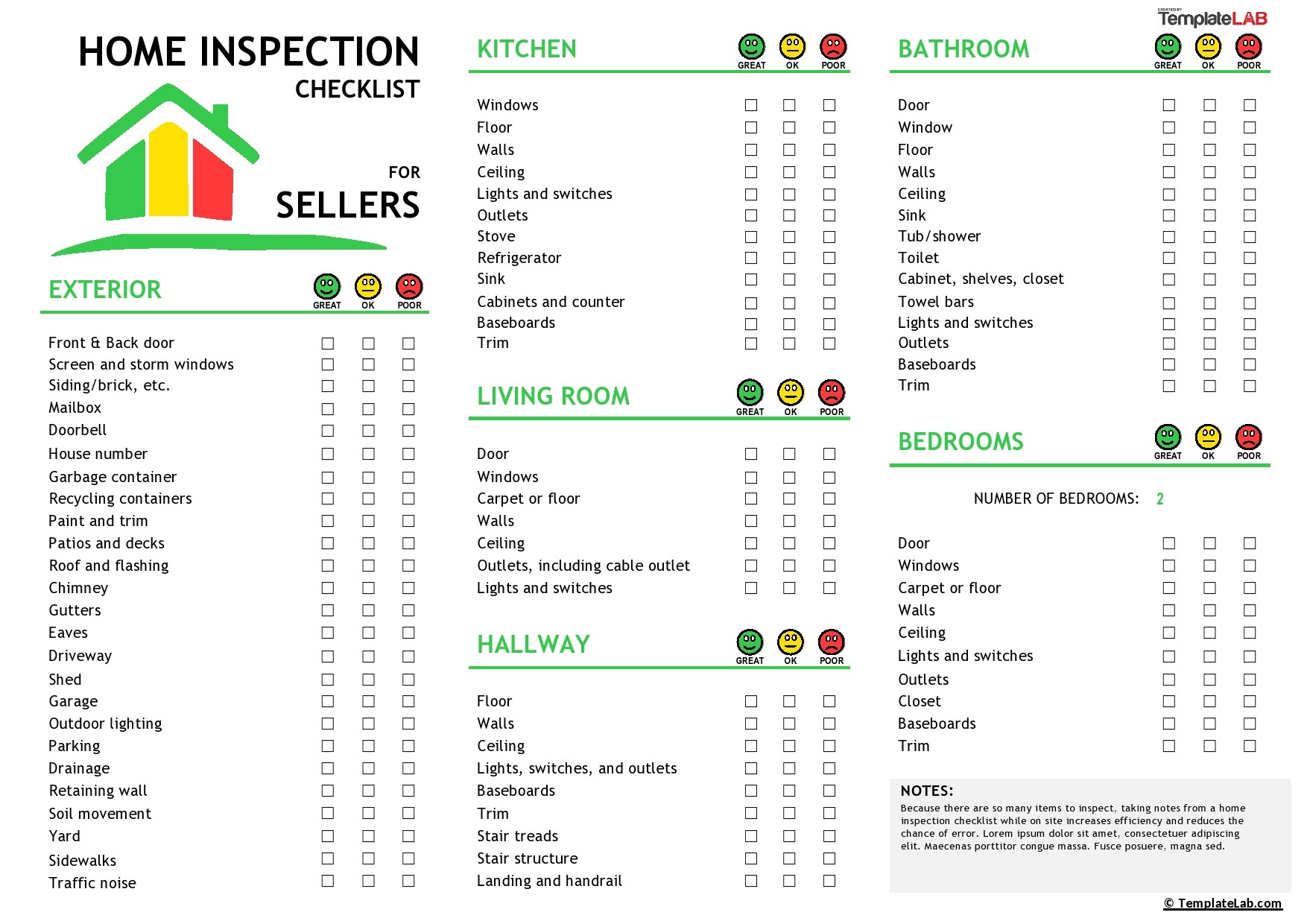 20 Printable Home Inspection Checklists Word PDF 