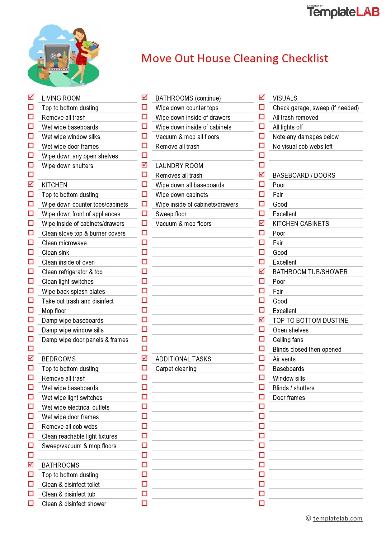  Free Printable Move Out Cleaning Checklist Printable Templates