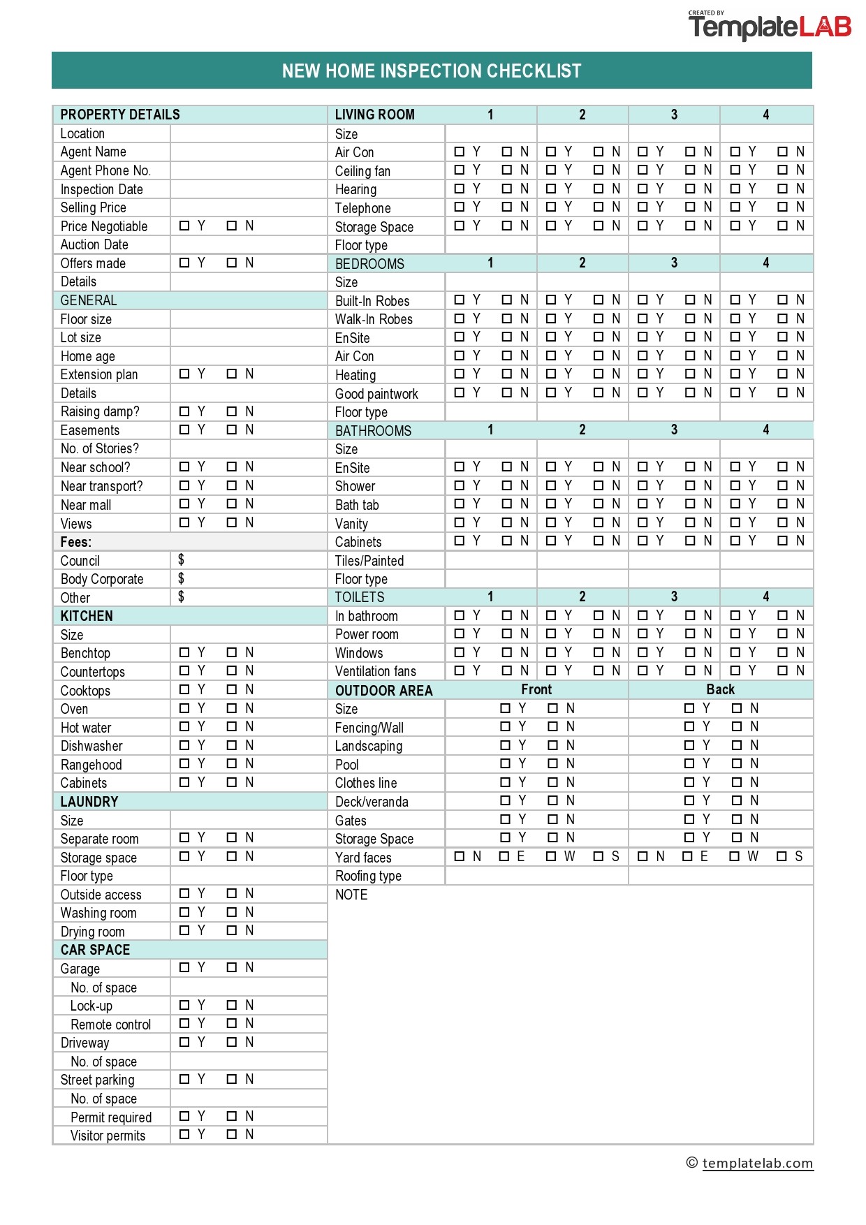 Condo Inspection Checklist Printable
