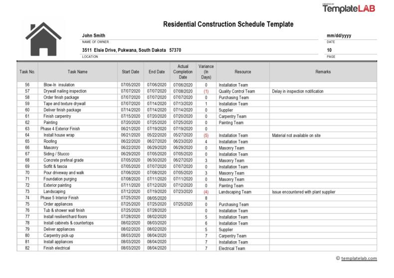 23 Construction Schedule Templates in Word & Excel ᐅ TemplateLab