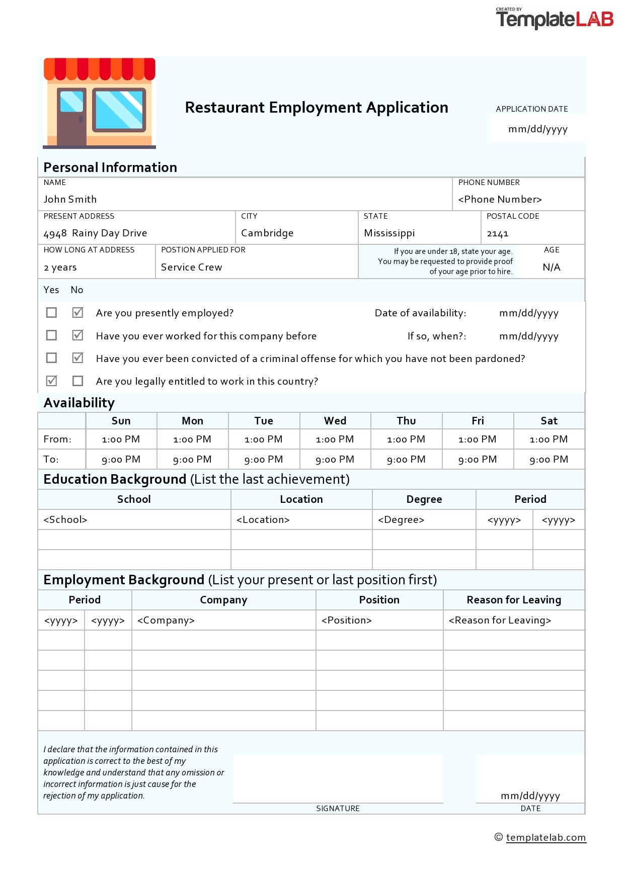50 Free Employment Job Application Form Templates Printable Templatelab 8236