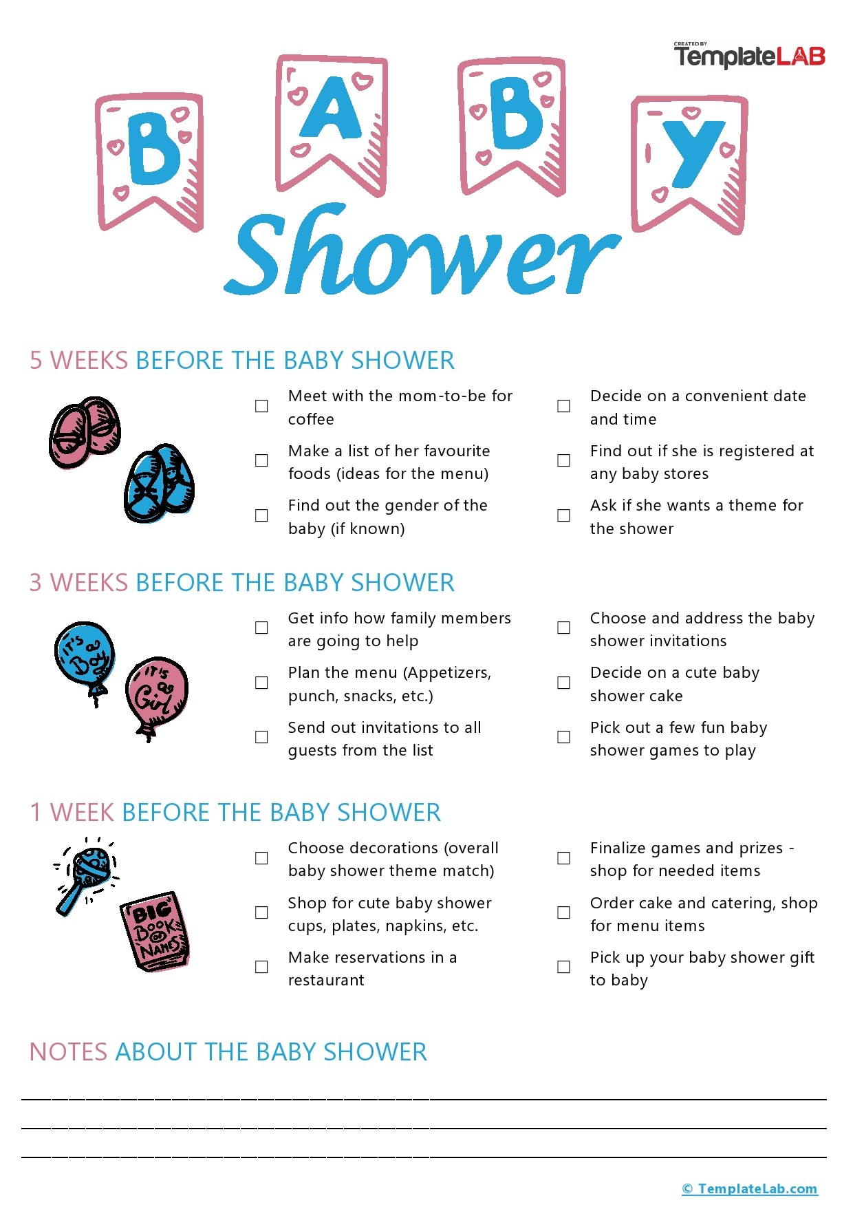 Free Baby Shower To Do List Template