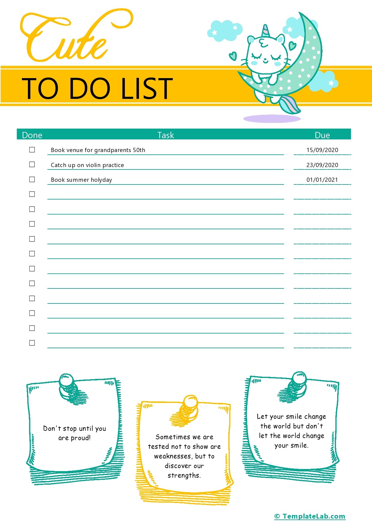 Free Cute To Do List Template