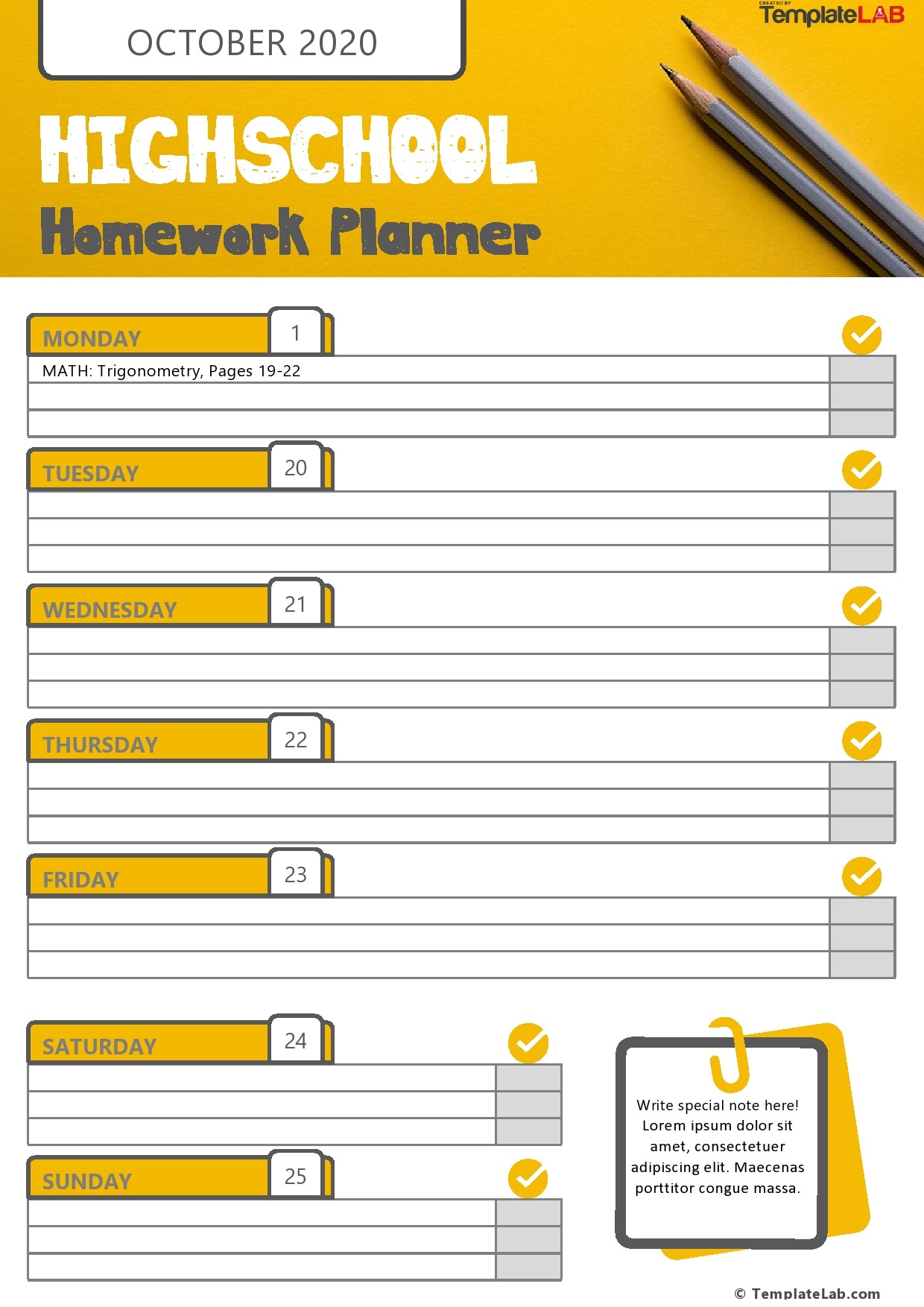 Free Homework Planner Template Google Docs