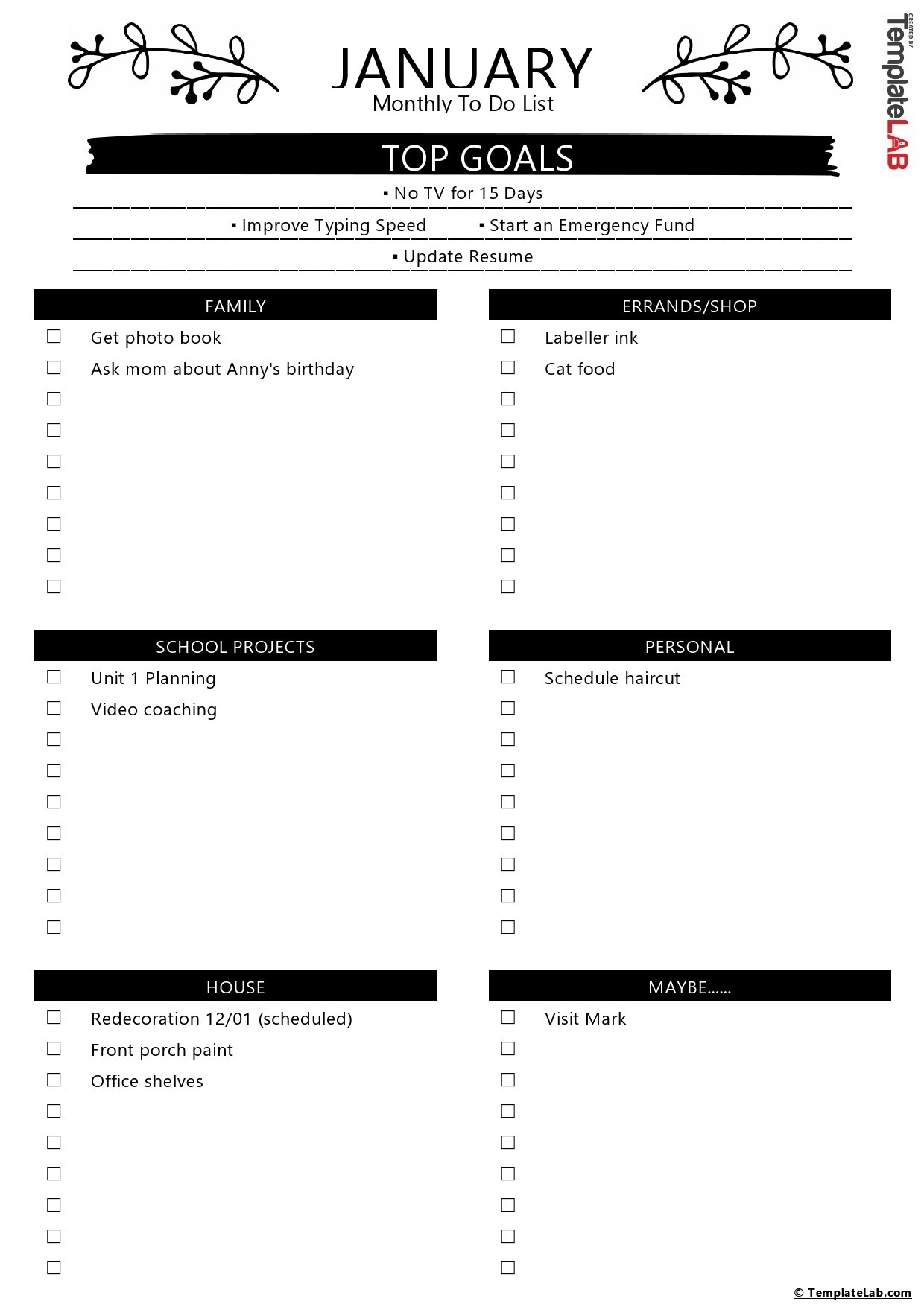 Task List Printable To Do List Checklist Organizer Printable Daily