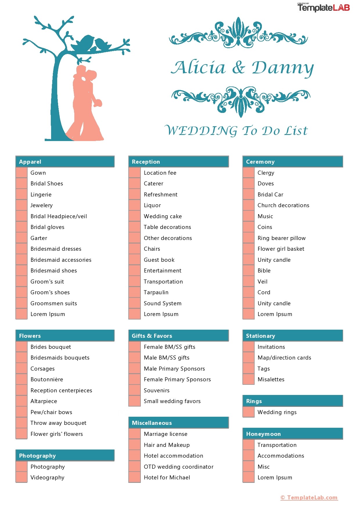 Free Wedding To Do List Template