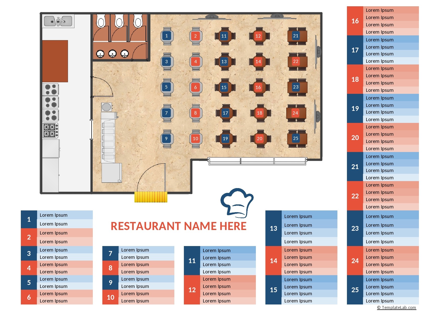 Free Restaurant Seating Chart Template