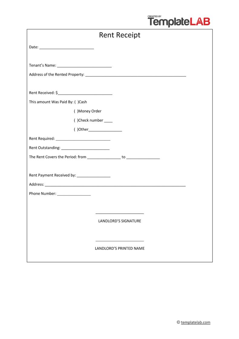 Template For Rent Receipt Pdf